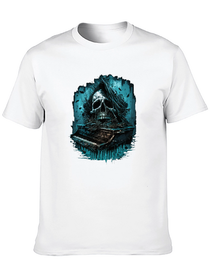 Skull Piano Graphic Tee - Dark & Edgy Style