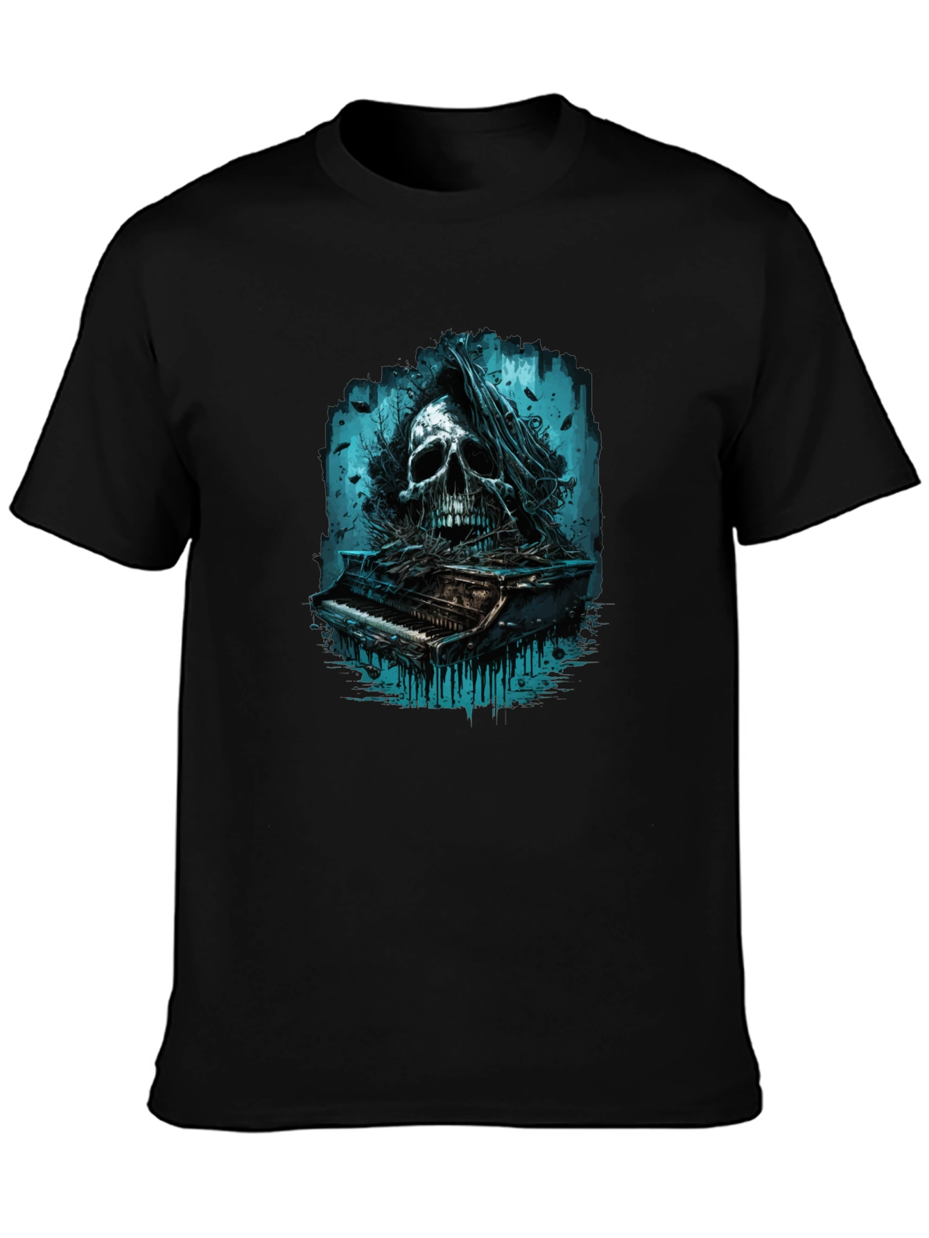 Skull Piano Graphic Tee - Dark & Edgy Style