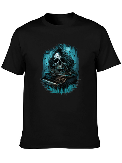 Skull Piano Graphic Tee - Dark & Edgy Style