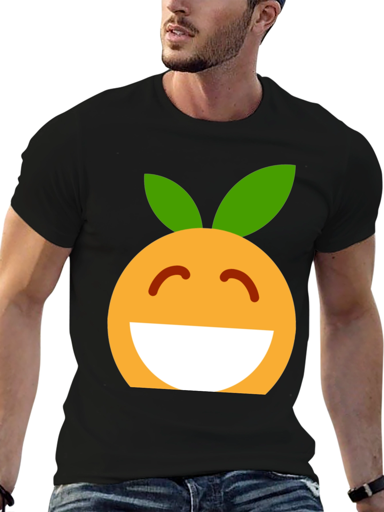 Cheerful Orange Emoji Graphic T-Shirt