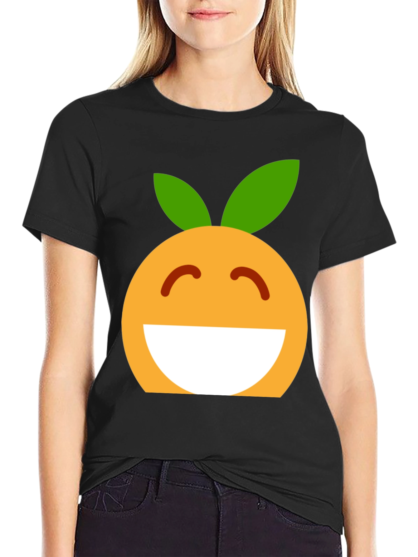 Cheerful Orange Emoji Graphic T-Shirt