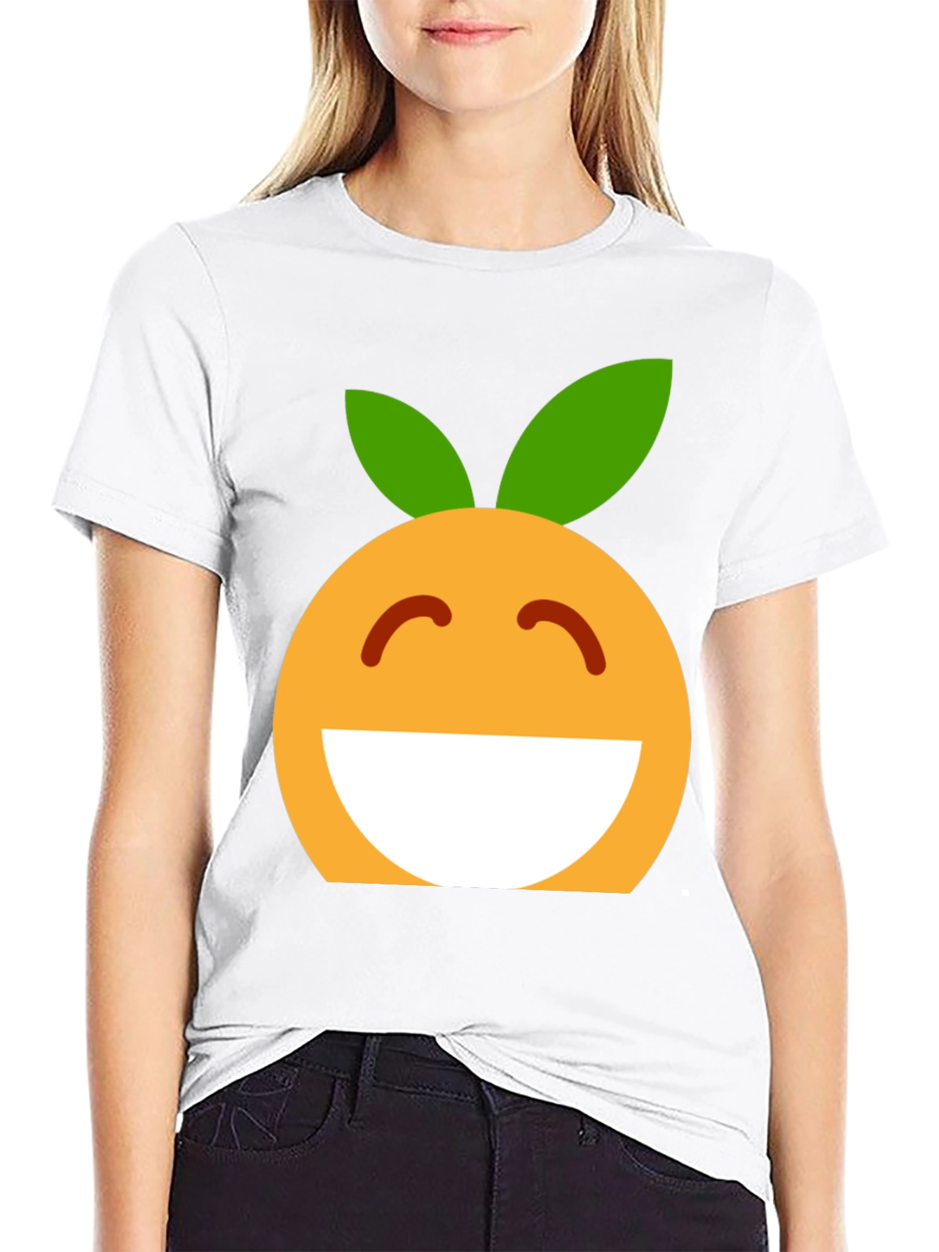 Cheerful Orange Emoji Graphic T-Shirt