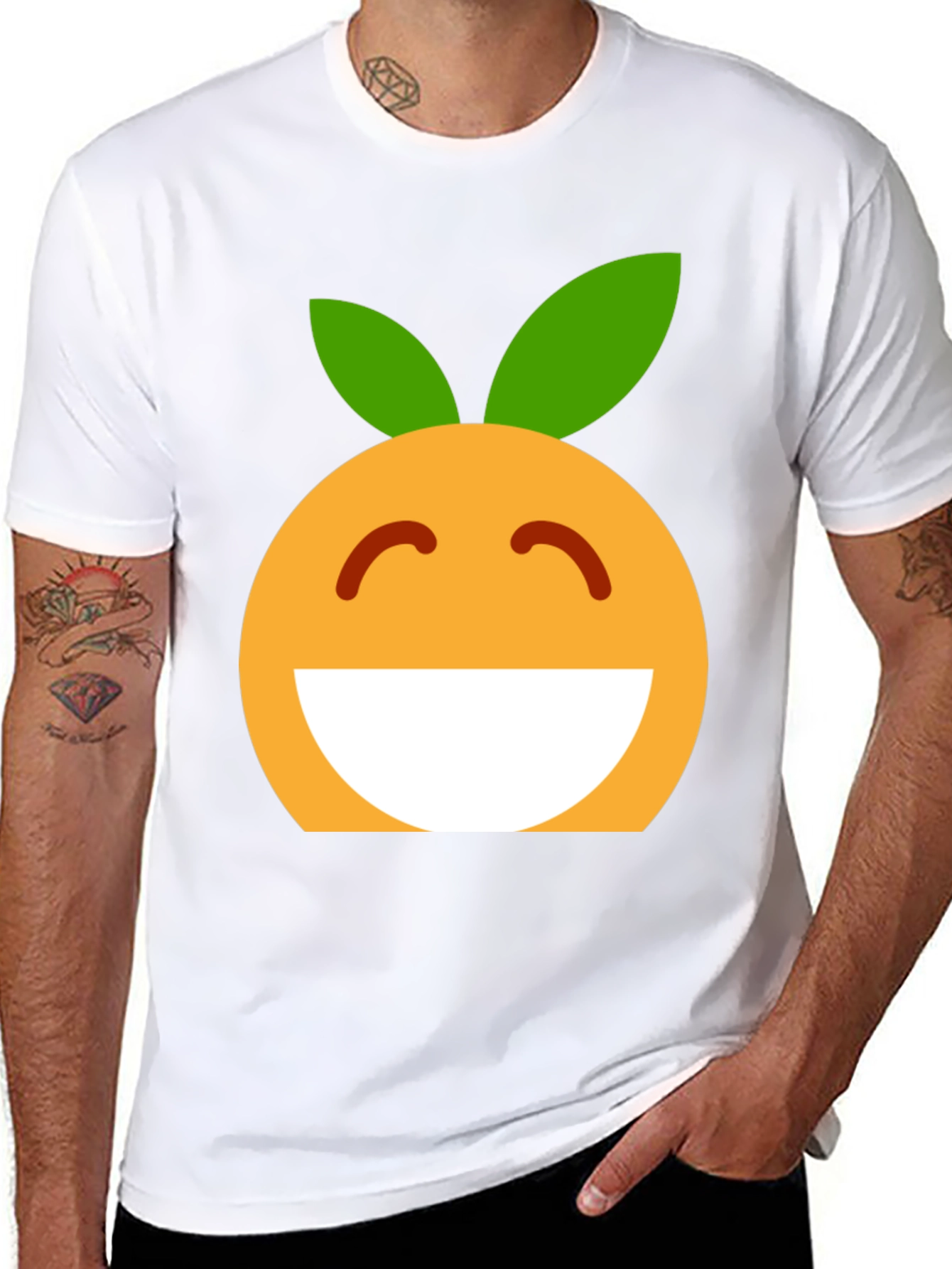 Cheerful Orange Emoji Graphic T-Shirt