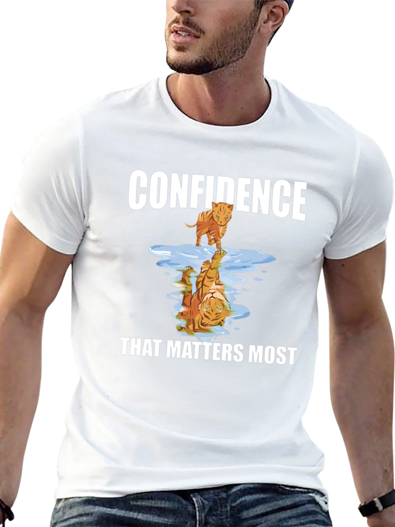 Confidence Tiger Reflection Graphic T-Shirt