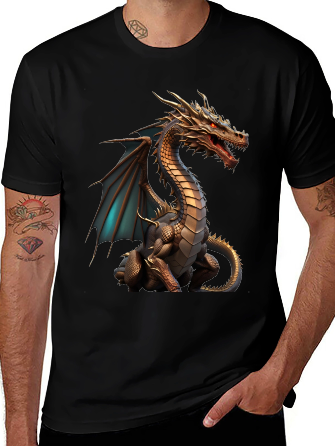 Dragon Graphic Tee - Fantasy Style Black Shirt