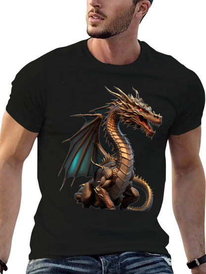 Dragon Graphic Tee - Fantasy Style Black Shirt
