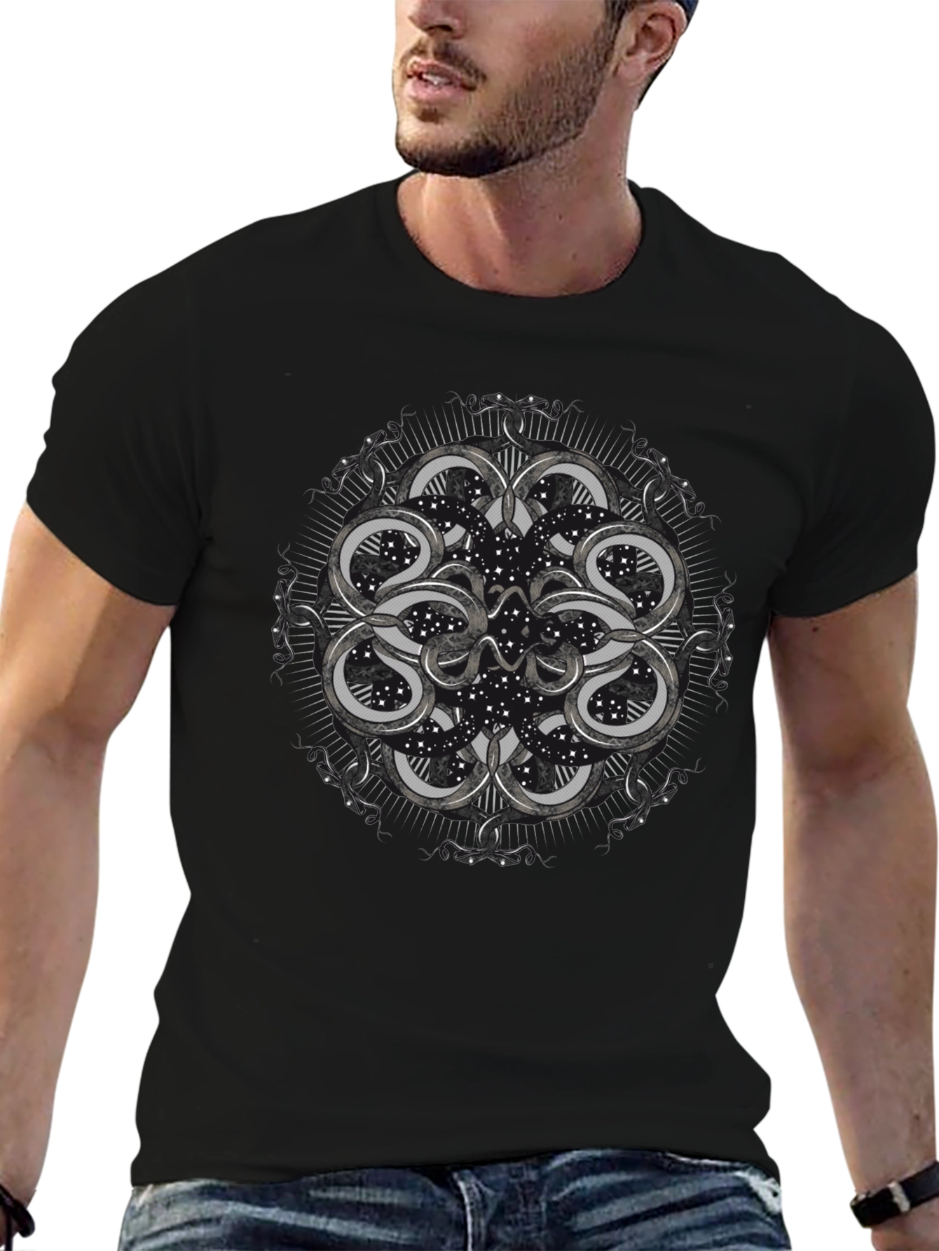 Snakes Constellation Black T-Shirt