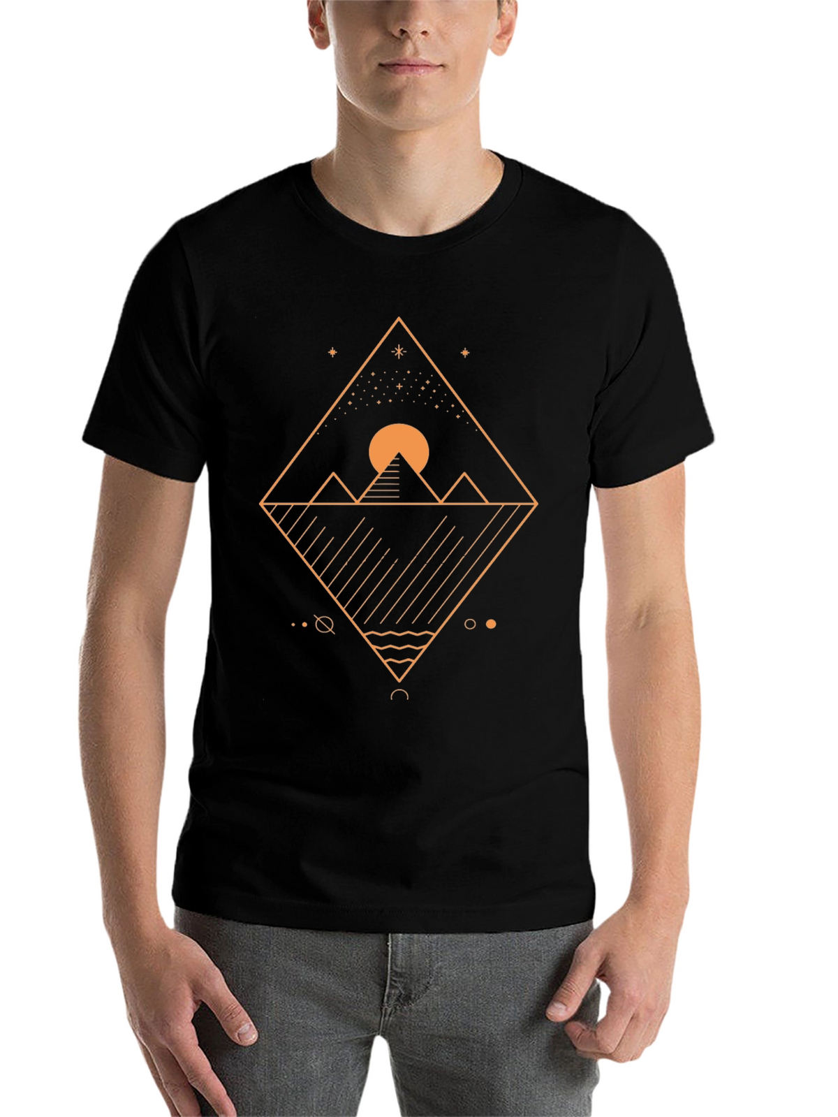 Geometric Mountainscape Graphic Tee - Black