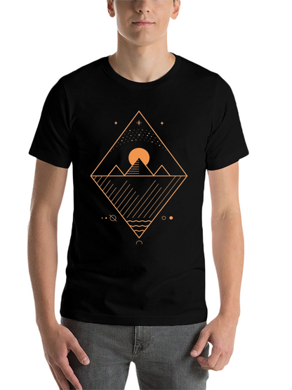 Geometric Mountainscape Graphic Tee - Black