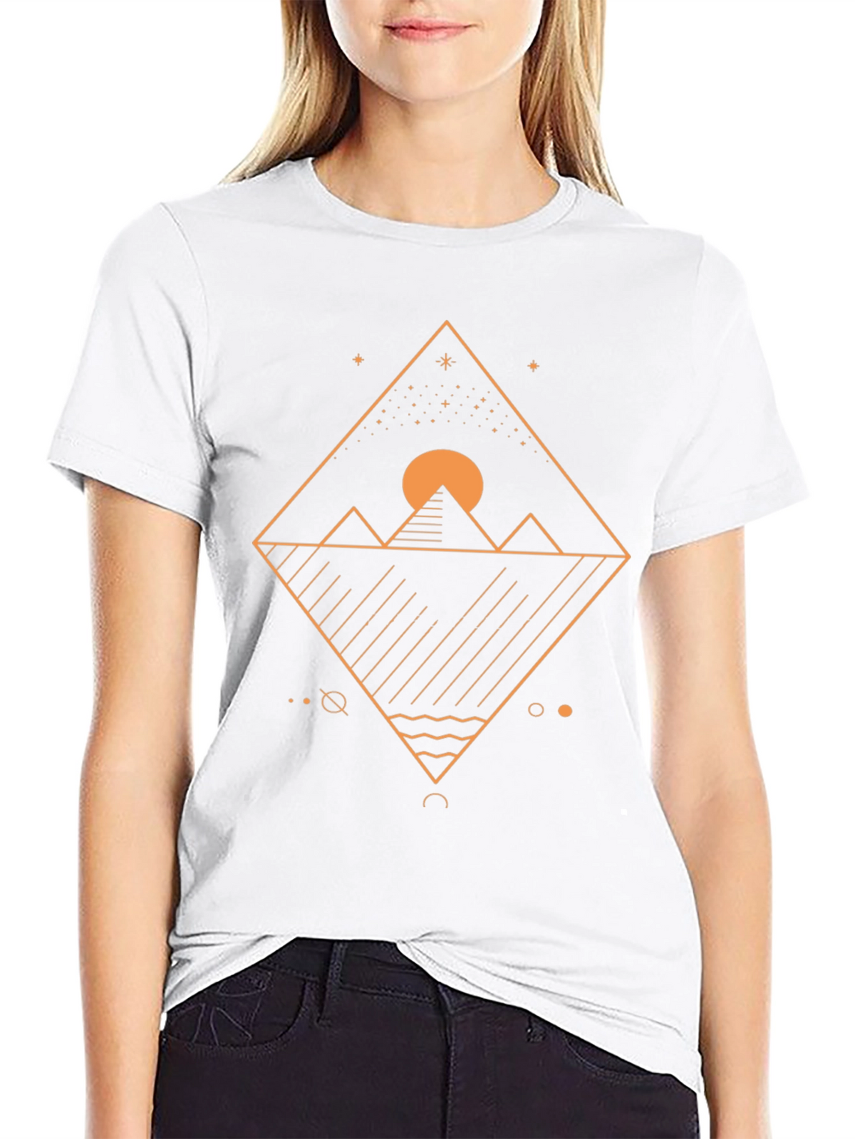Geometric Mountainscape Graphic Tee - Black