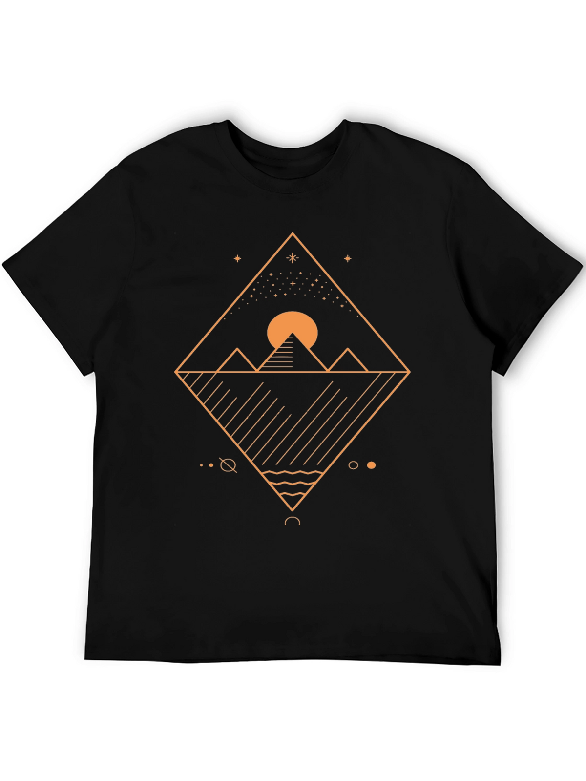 Geometric Mountainscape Graphic Tee - Black