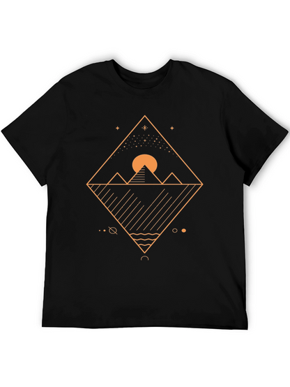 Geometric Mountainscape Graphic Tee - Black
