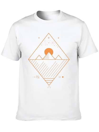Geometric Mountainscape Graphic Tee - Black