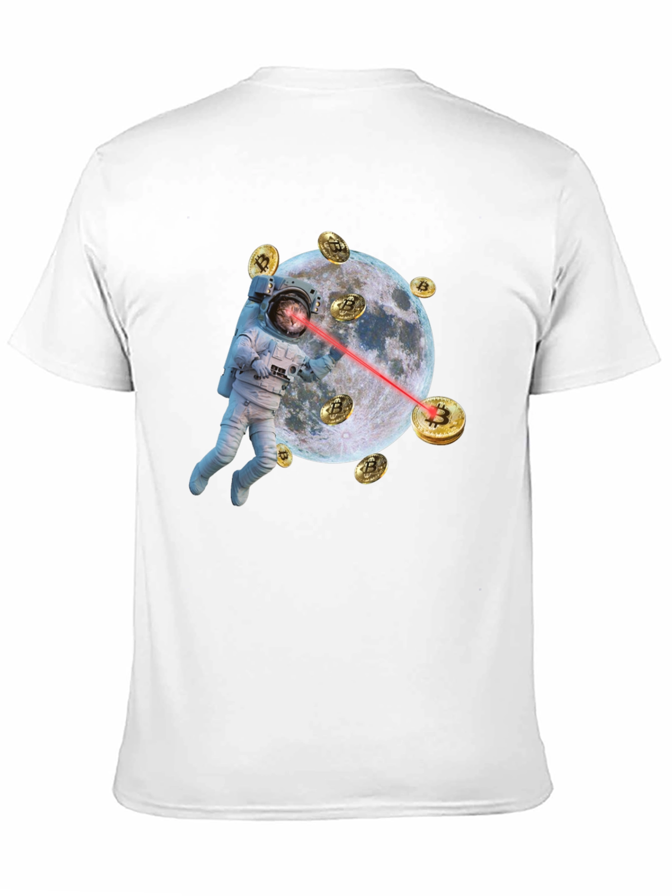 Astronaut Cat Bitcoin Laser Eyes Black T-Shirt