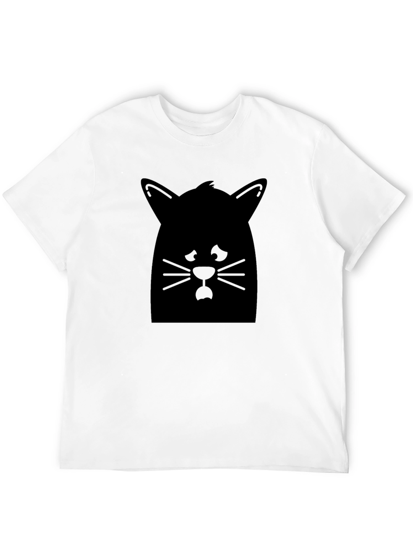 Cat Silhouette Graphic Tee - Black Cotton Casual Shirt