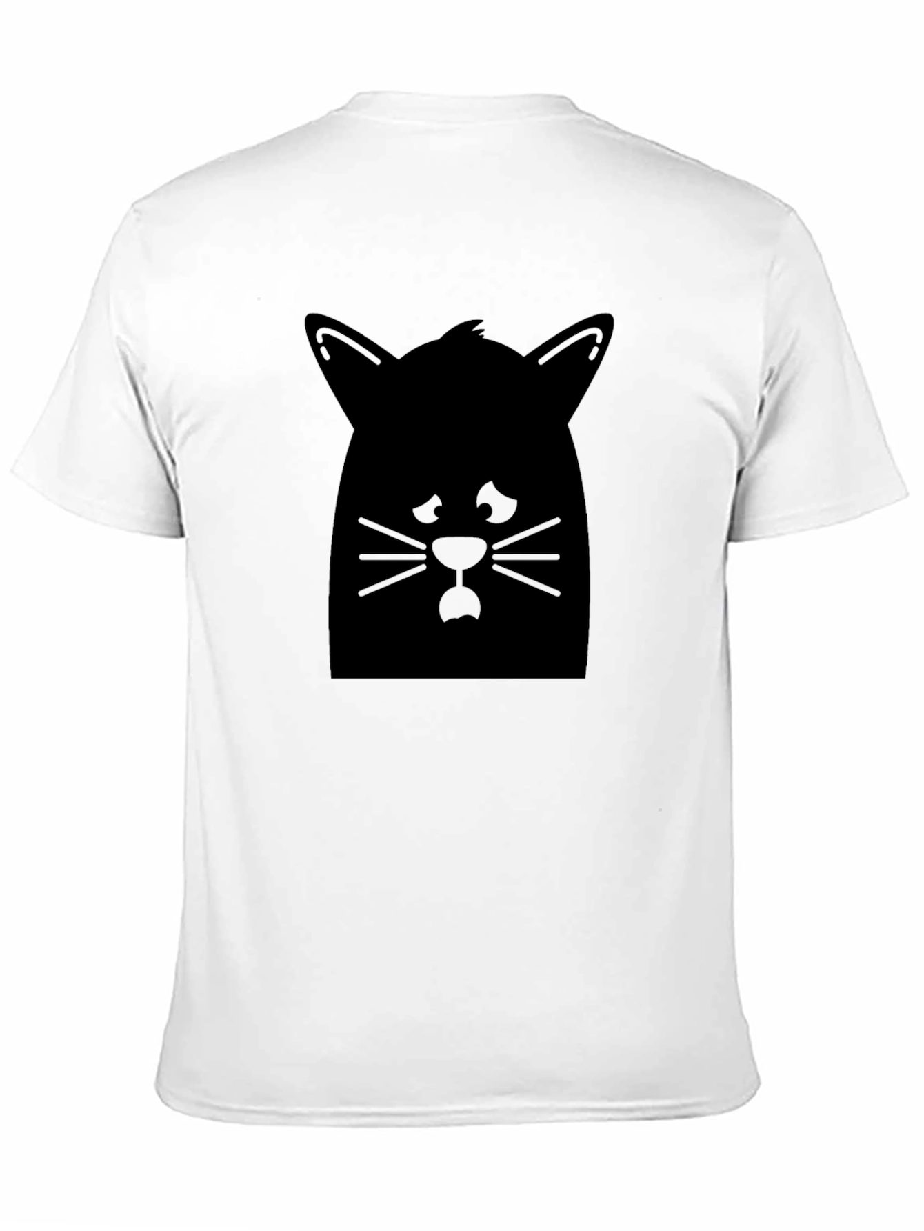 Cat Silhouette Graphic Tee - Black Cotton Casual Shirt
