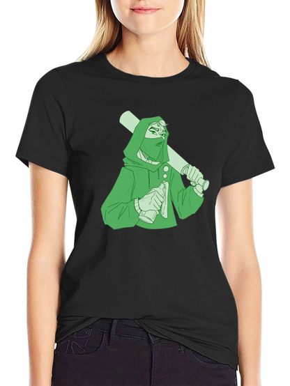Graphic T-Shirt: Hooded Character with Baseball Bat