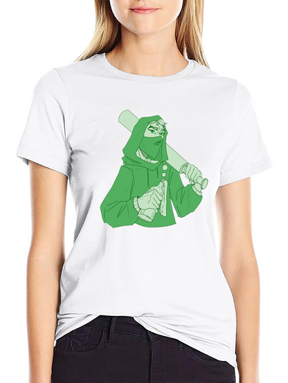 Graphic T-Shirt: Hooded Character with Baseball Bat