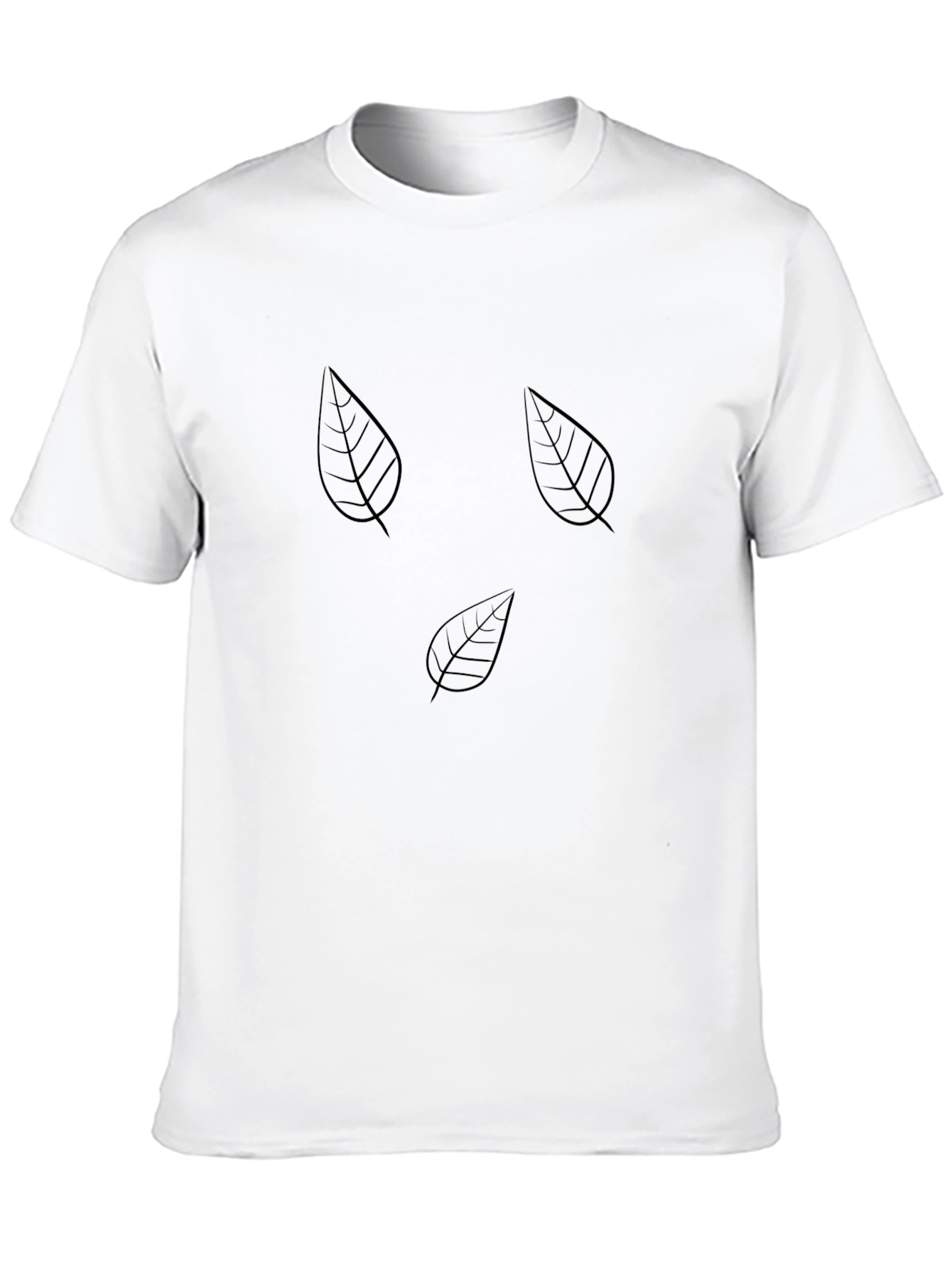 Mens Black Leaf Print T-Shirt - Casual Style