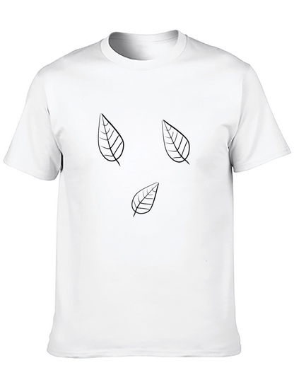 Mens Black Leaf Print T-Shirt - Casual Style