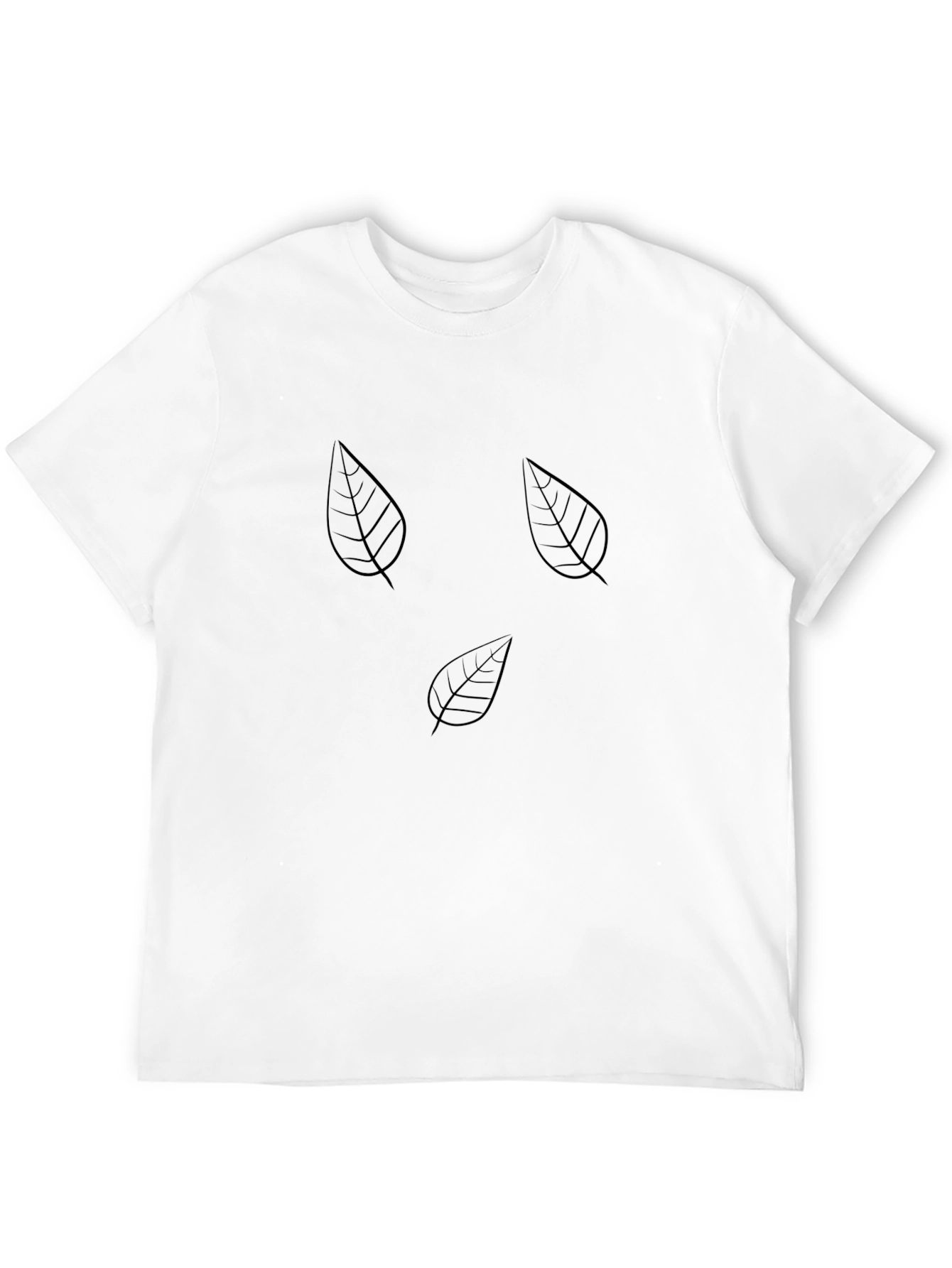 Mens Black Leaf Print T-Shirt - Casual Style