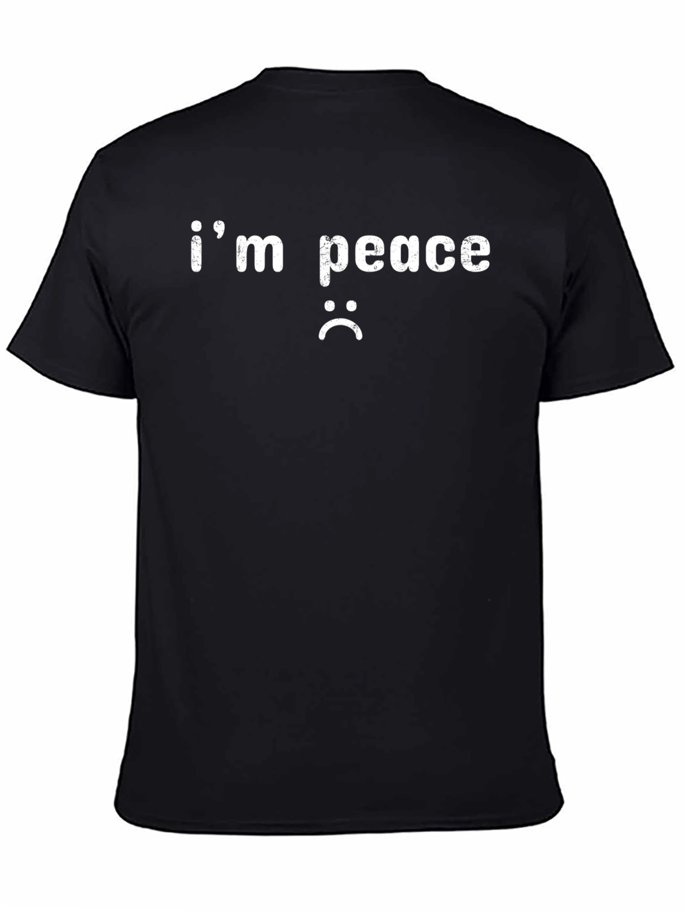 Im Peace Unhappy Face Black T-Shirt