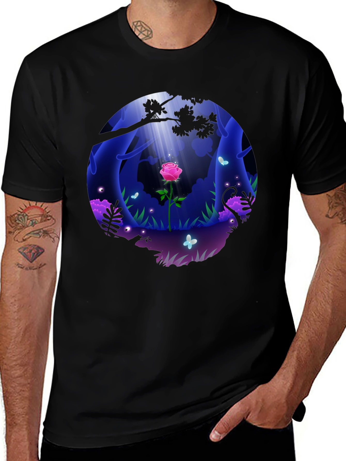 Mystic Forest Rose Graphic T-Shirt
