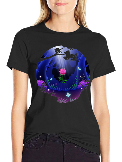 Mystic Forest Rose Graphic T-Shirt