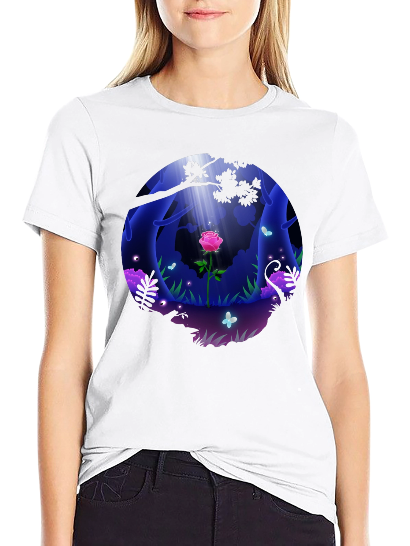 Mystic Forest Rose Graphic T-Shirt
