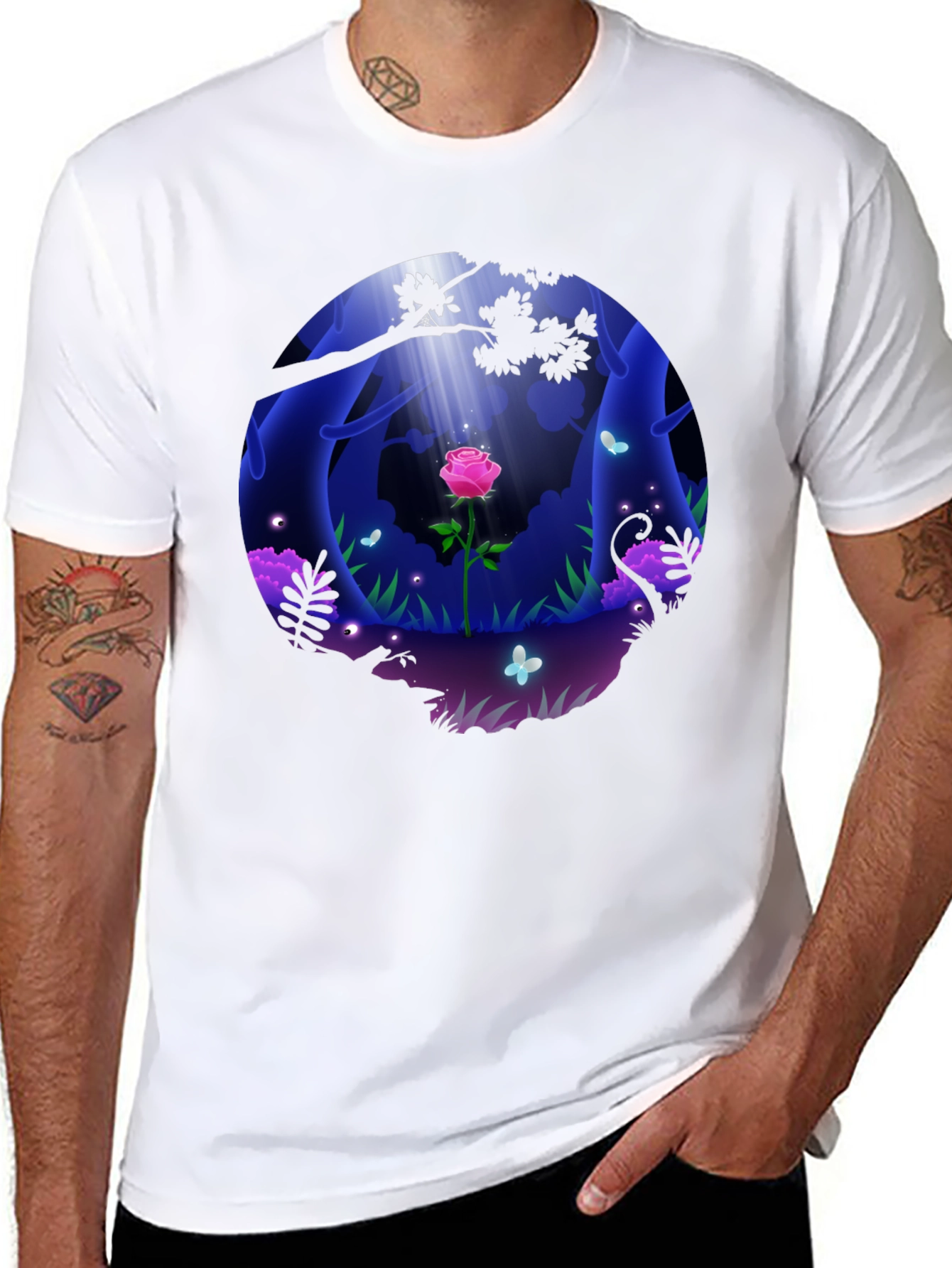 Mystic Forest Rose Graphic T-Shirt