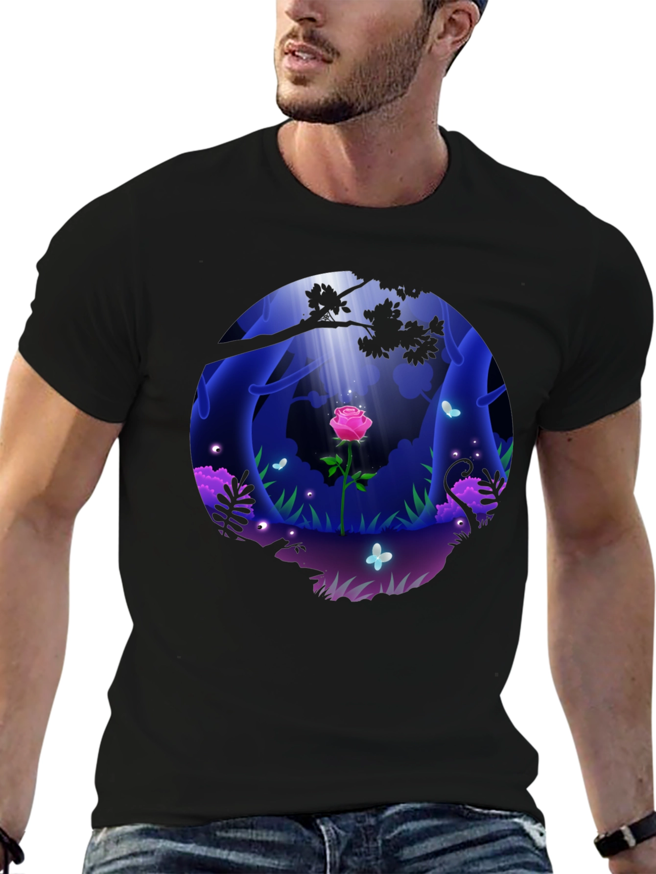 Mystic Forest Rose Graphic T-Shirt
