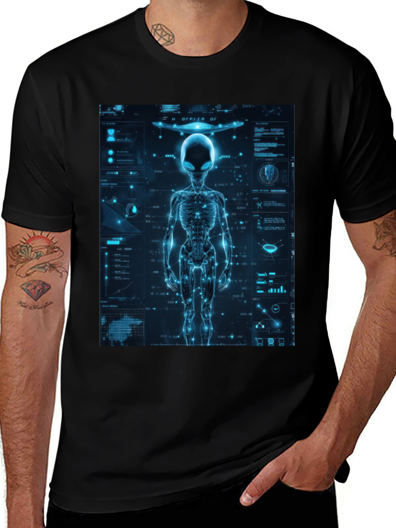 Alien Tech Graphic T-Shirt - Sci-Fi Style