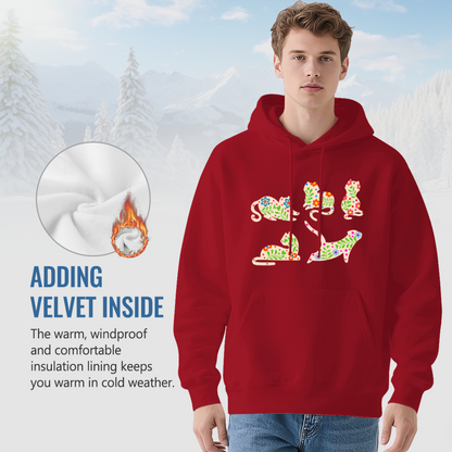 Cool Graphic Hoodie - Floral Cat Silhouette