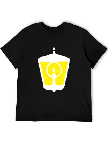 Black T-Shirt with Graphic Lantern Design