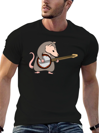 Opossum Banjo Graphic Tee - Unique Novelty Shirt