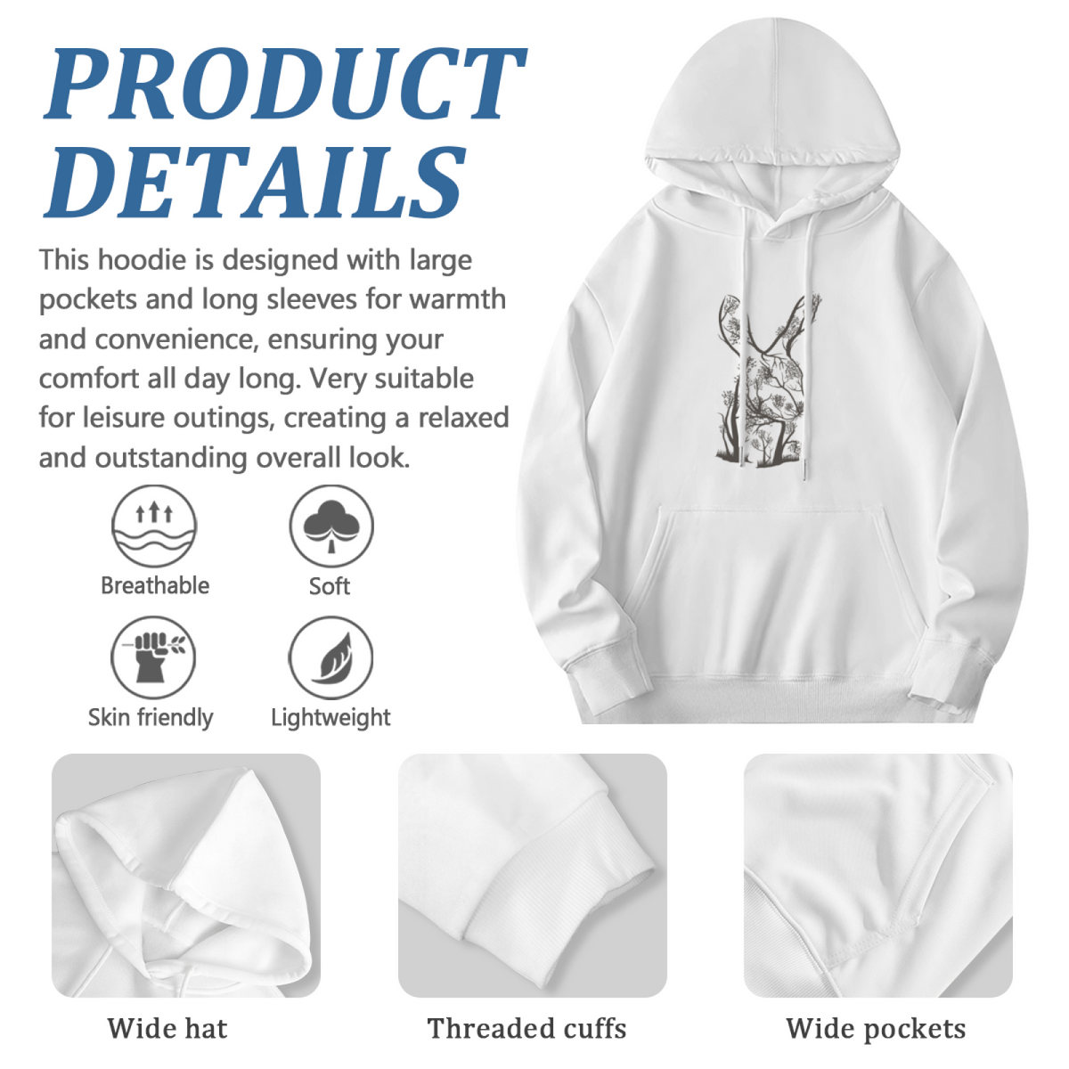 Forest Deer Silhouette Graphic Hoodie