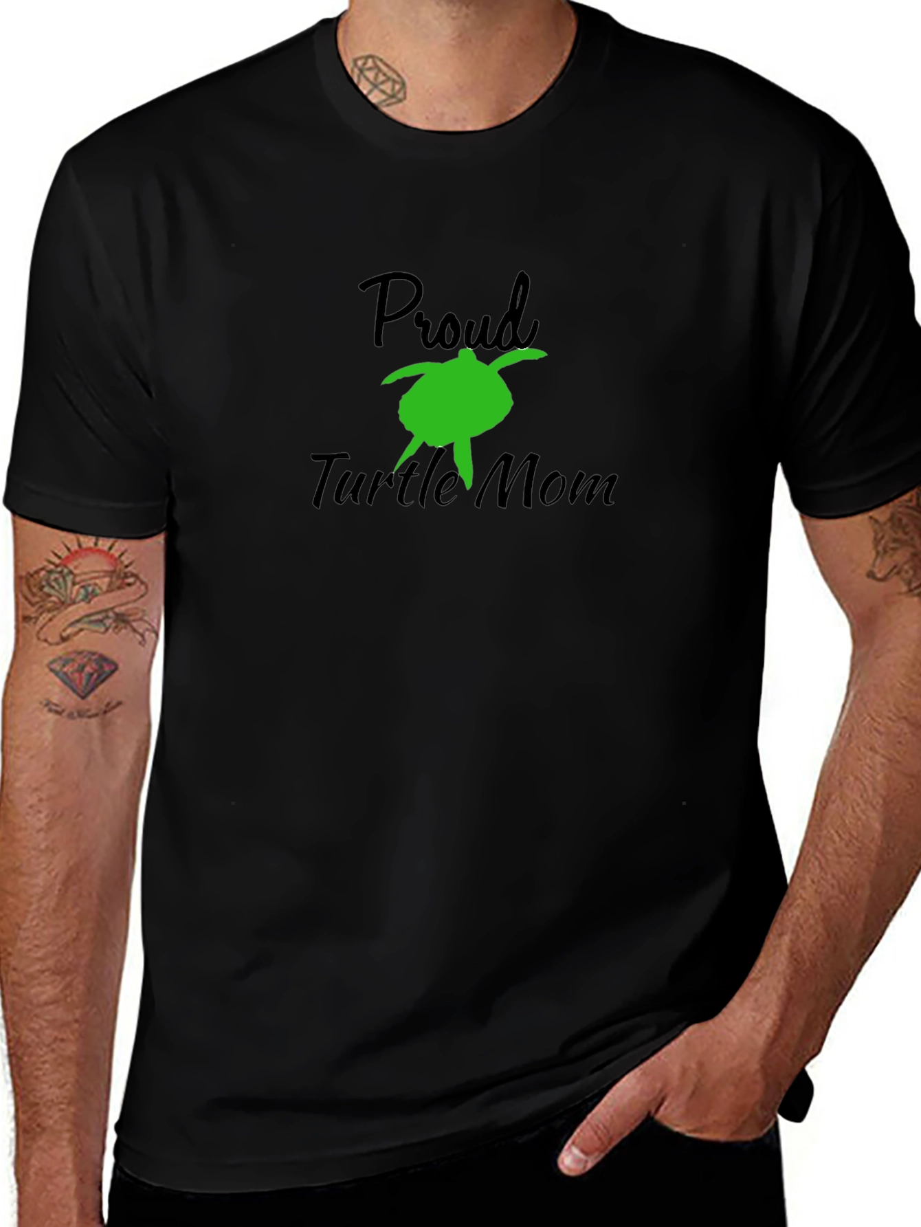 Proud Turtle Mom Black T-Shirt