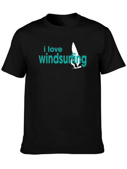 I Love Windsurfing Black Graphic Tee