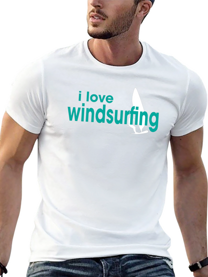 I Love Windsurfing Black Graphic Tee