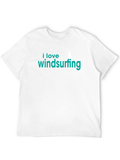 I Love Windsurfing Black Graphic Tee