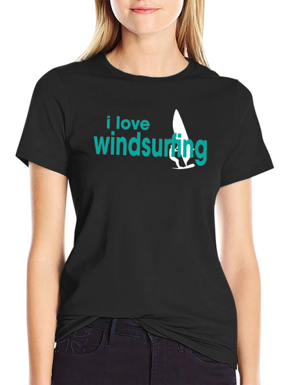 I Love Windsurfing Black Graphic Tee