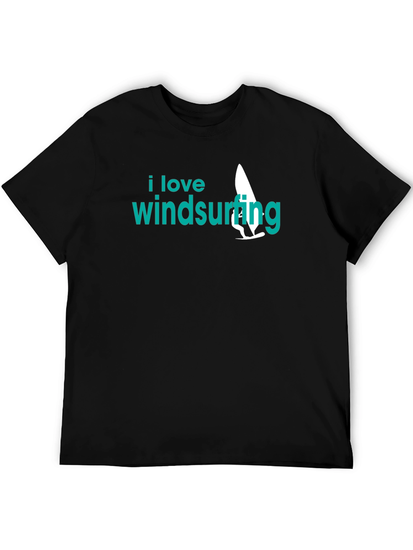 I Love Windsurfing Black Graphic Tee