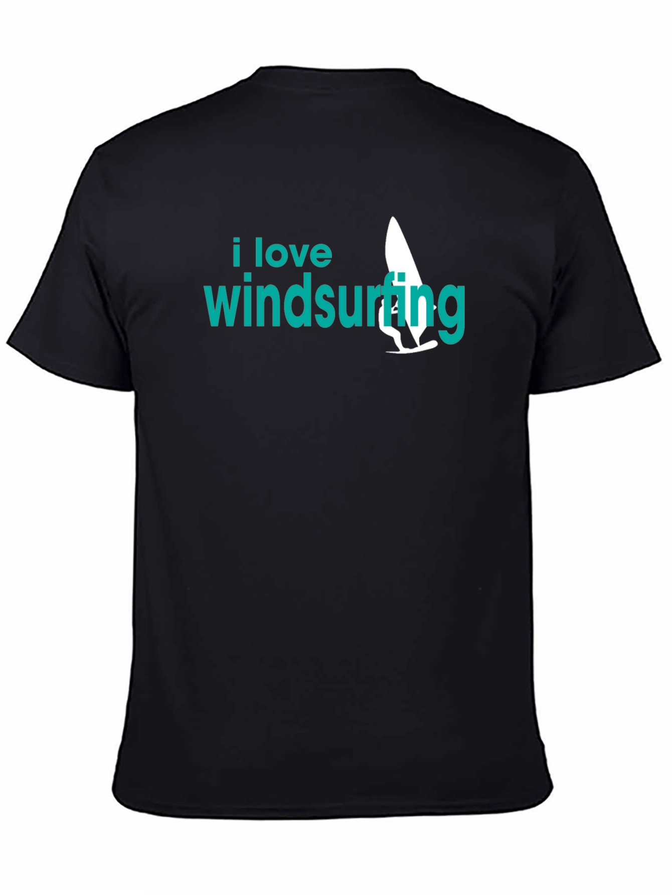 I Love Windsurfing Black Graphic Tee