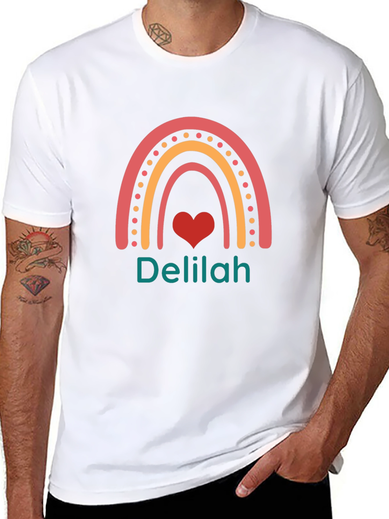 Delilah Rainbow Heart Black Tee