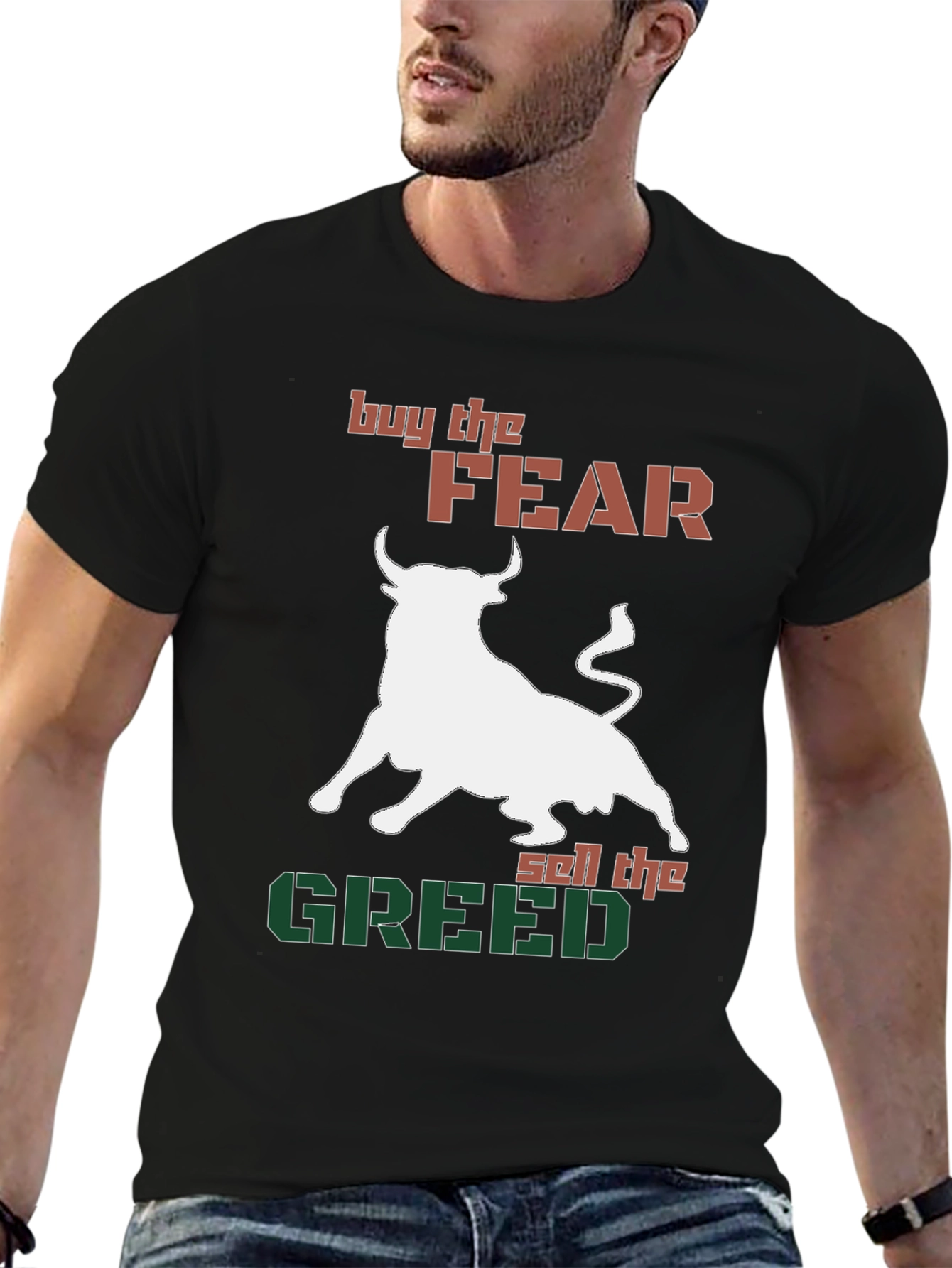Buy Fear Sell Greed Bull Graphic Tee