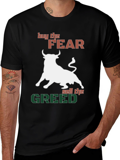 Buy Fear Sell Greed Bull Graphic Tee
