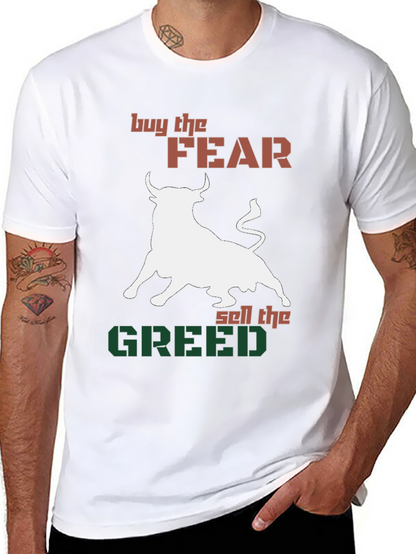 Buy Fear Sell Greed Bull Graphic Tee