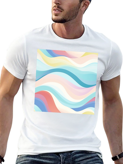 Retro Wave Print Black T-Shirt - Casual Style