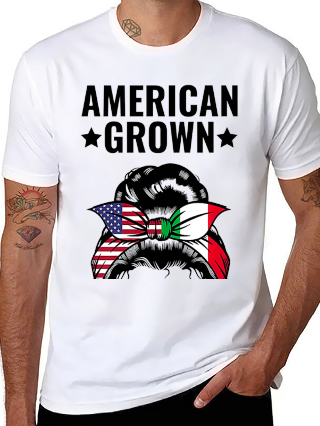 American Grown Italian Messy Bun T-Shirt