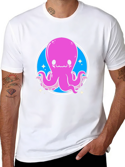 Cute Octopus Graphic Tee - Black Unisex T-Shirt
